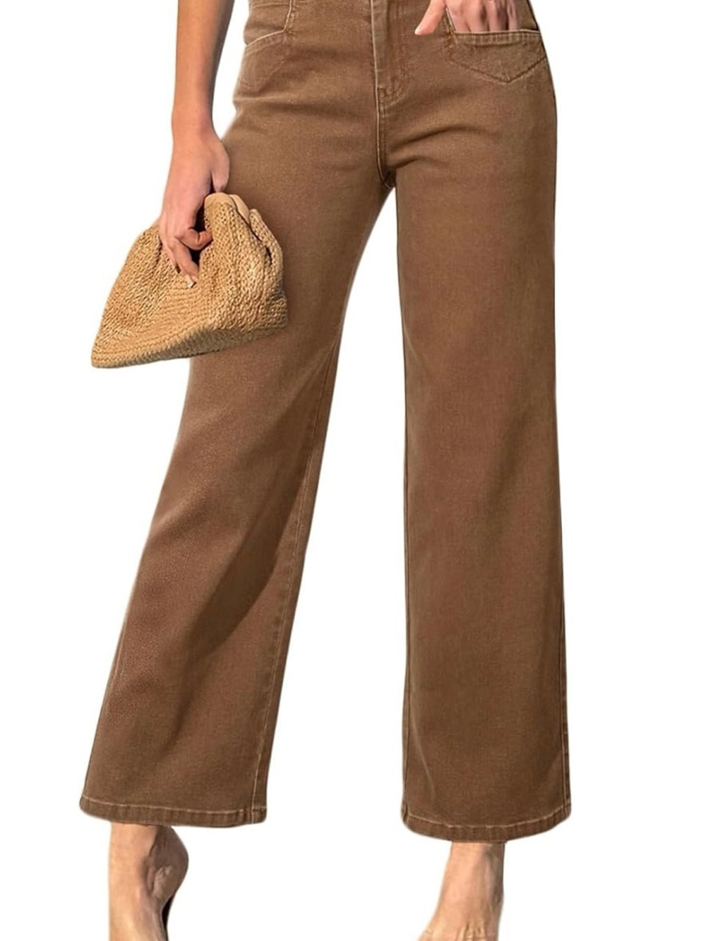 Wide-Leg High-Rise Women’s Jeans - Camel Brown